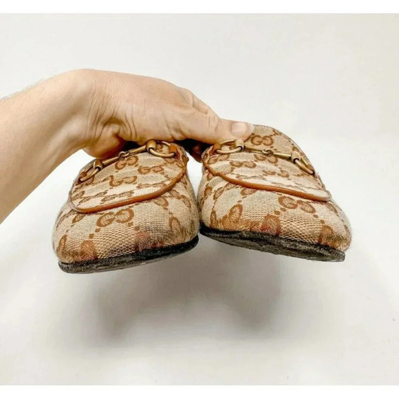 GUCCI Jordaan Tan GG Canvas Horsebit Loafer Size 38 EU SIZE US 8 - Picture 4 of 11